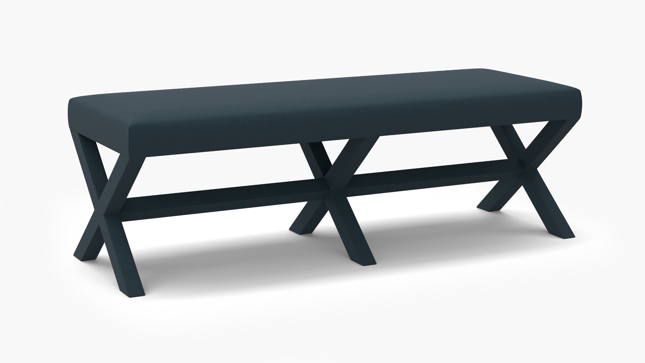 Double X Bench, Navy Everyday Linen - Image 1