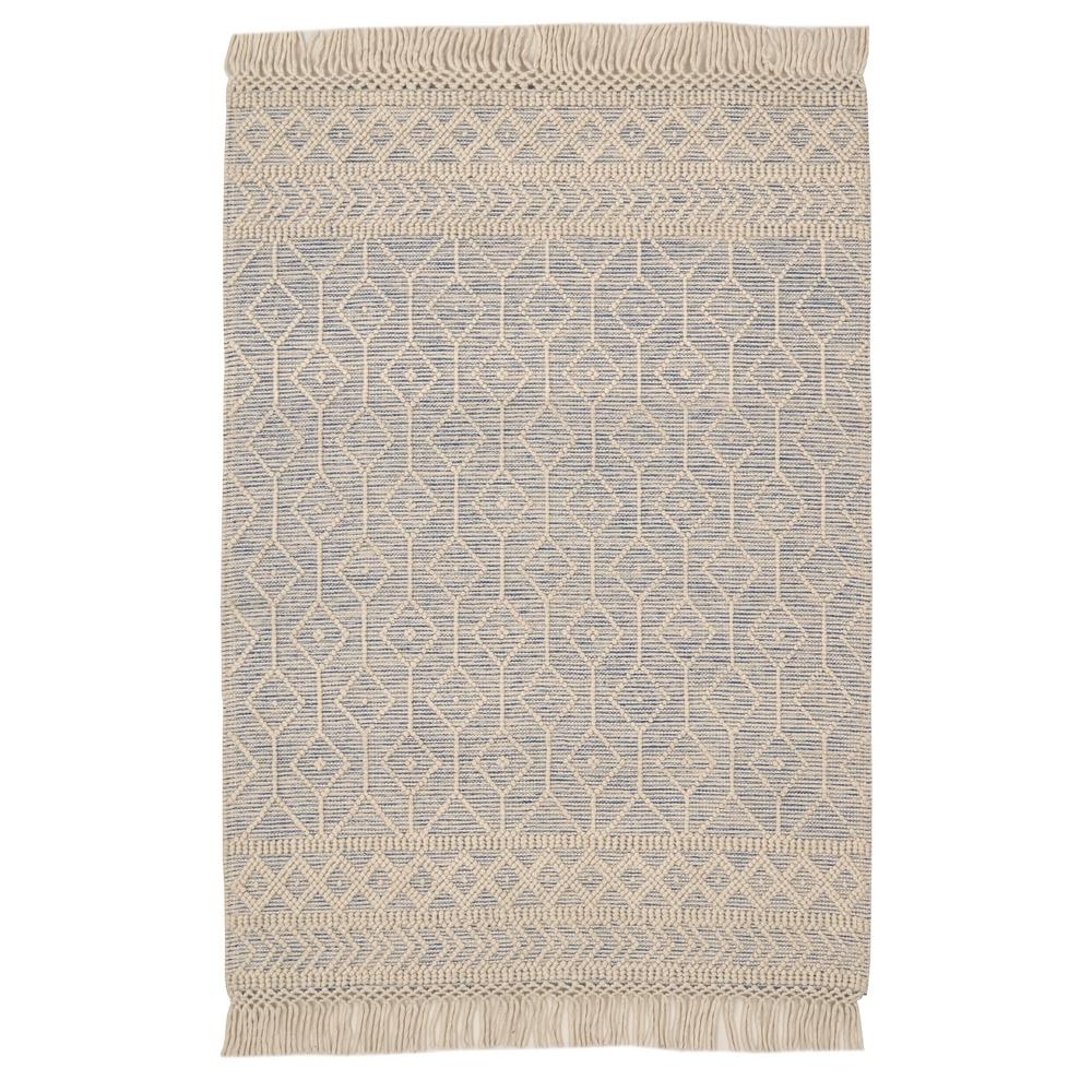 Home Decorators Collection WINCHESTER BEIGE/BLUE 6X9 WOOL AREA RUG, CREAM/BLACK - Image 0