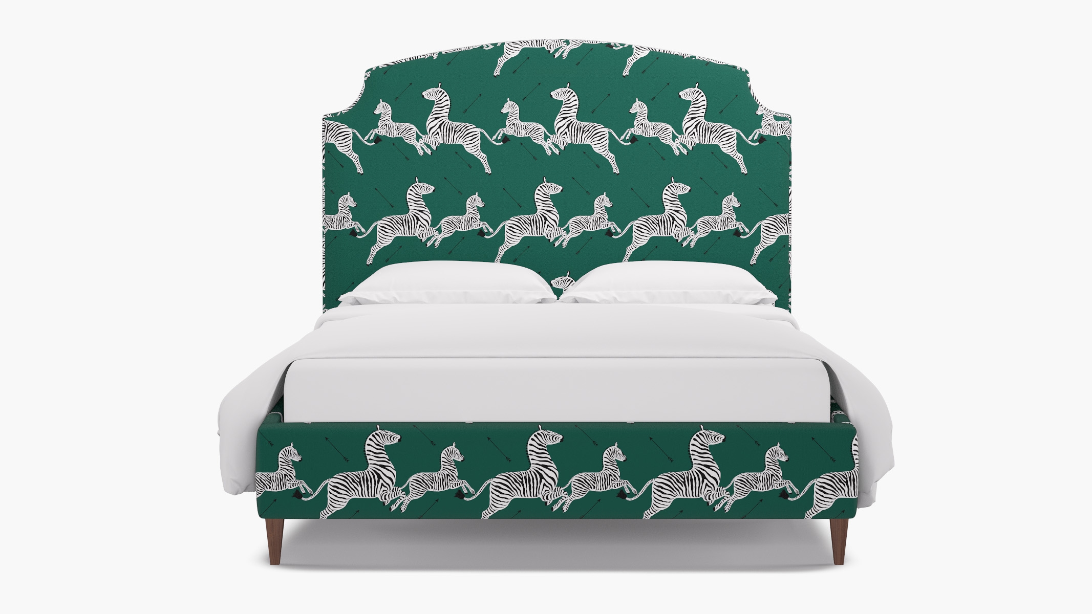 Cove Bed, Emerald Zebra, Walnut Square Tapered Leg, Twin - Image 0