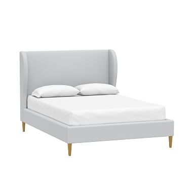 Wren Wingback Upholstered Bed, King, Lustre Velvet Silver - Image 0
