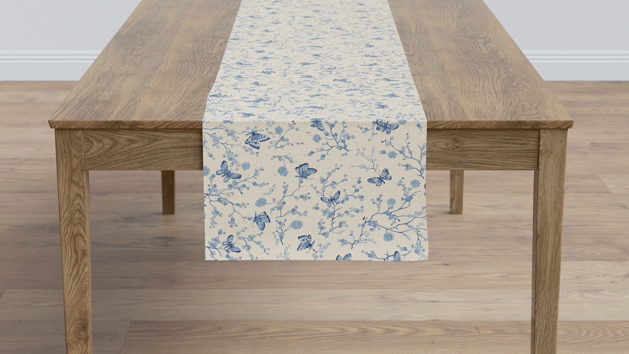 Table Runner 16" x 120", Delft Mariposa, 16" x 120" - Image 1