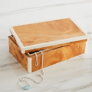 Burl Wood Boxes, Wood Veneer, Set of 2 - Image 0