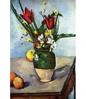 'Still Life with Tulips and Apples' by Paul Cezanne Painting Print - Image 0