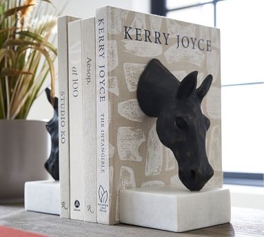 Bronze Horse & Marble Book Ends - Image 2