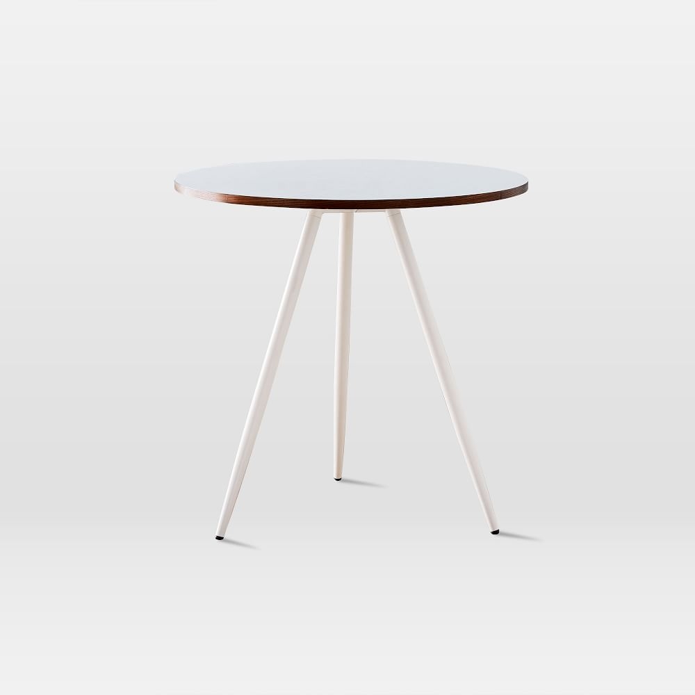Wren Bistro Table, Round, 30", White Laminate, Walnut Edge - Image 0