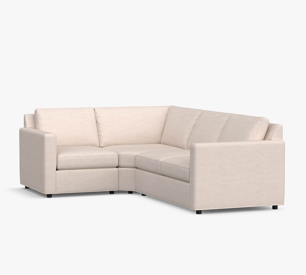Sanford Square Arm Upholstered Right Arm 3-Piece Wedge Sectional, Polyester Wrapped Cushions, Performance Heathered Basketweave Platinum - Image 1