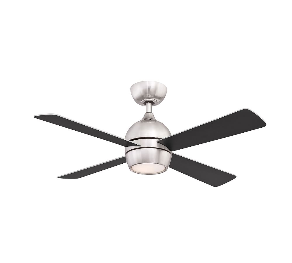 44" Kwad Ceiling Fan, Brushed Nickel With Black Blades - Image 0