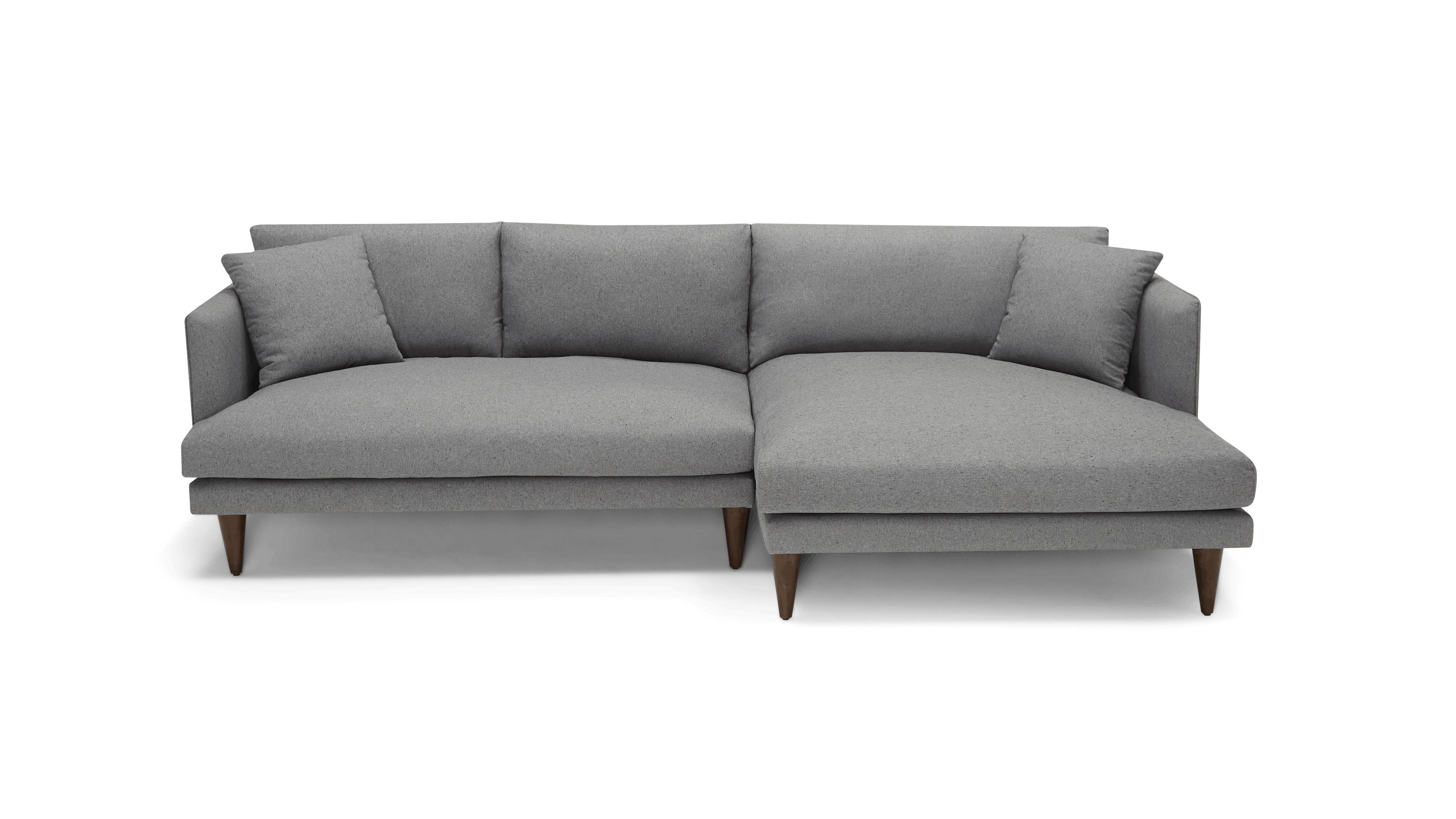 Gray Lewis Mid Century Modern Sectional - Essence Ash - Mocha - Right - Cone - Image 0
