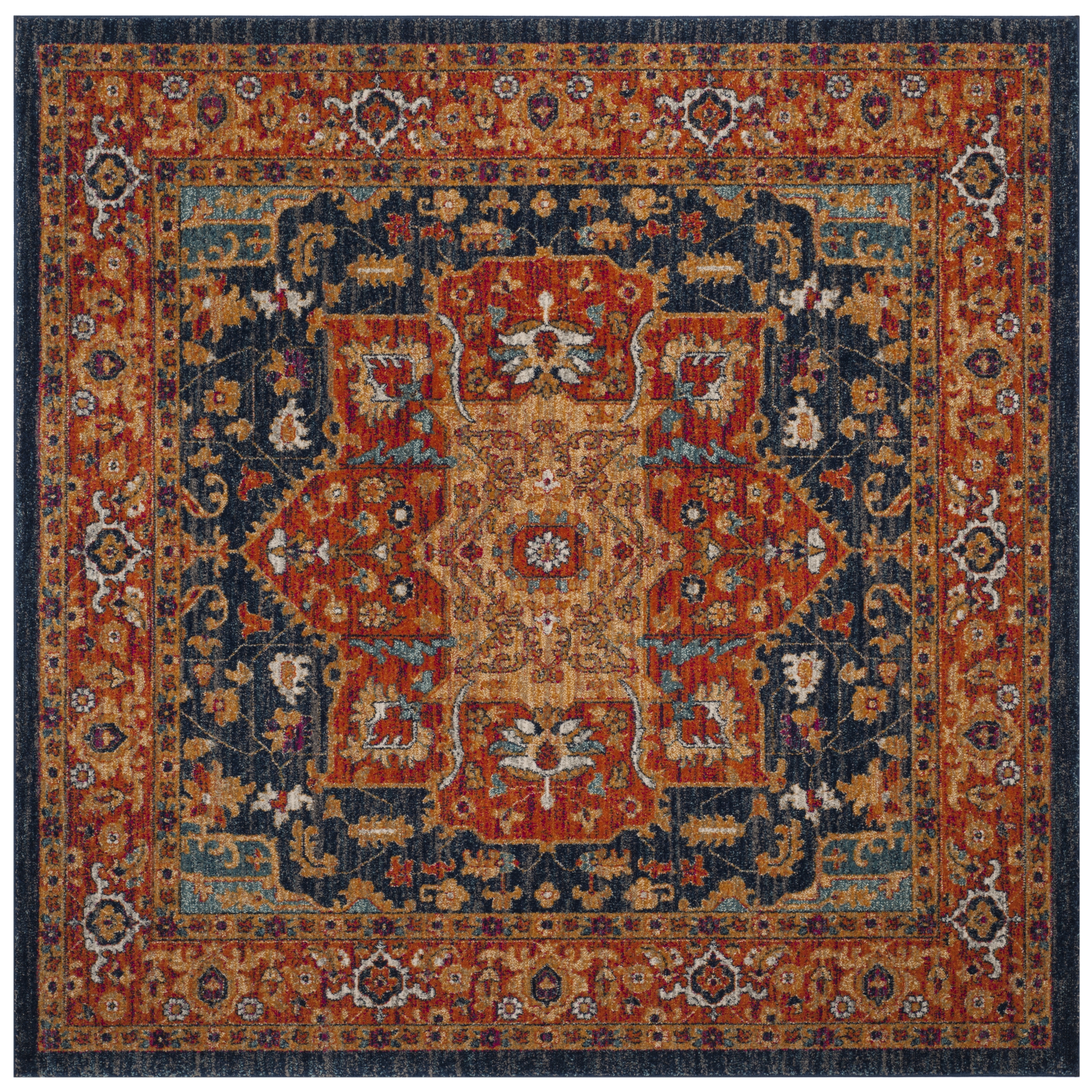 Arlo Home Woven Area Rug, EVK275C, Blue/Orange,  6' 7" X 6' 7" Square - Image 0