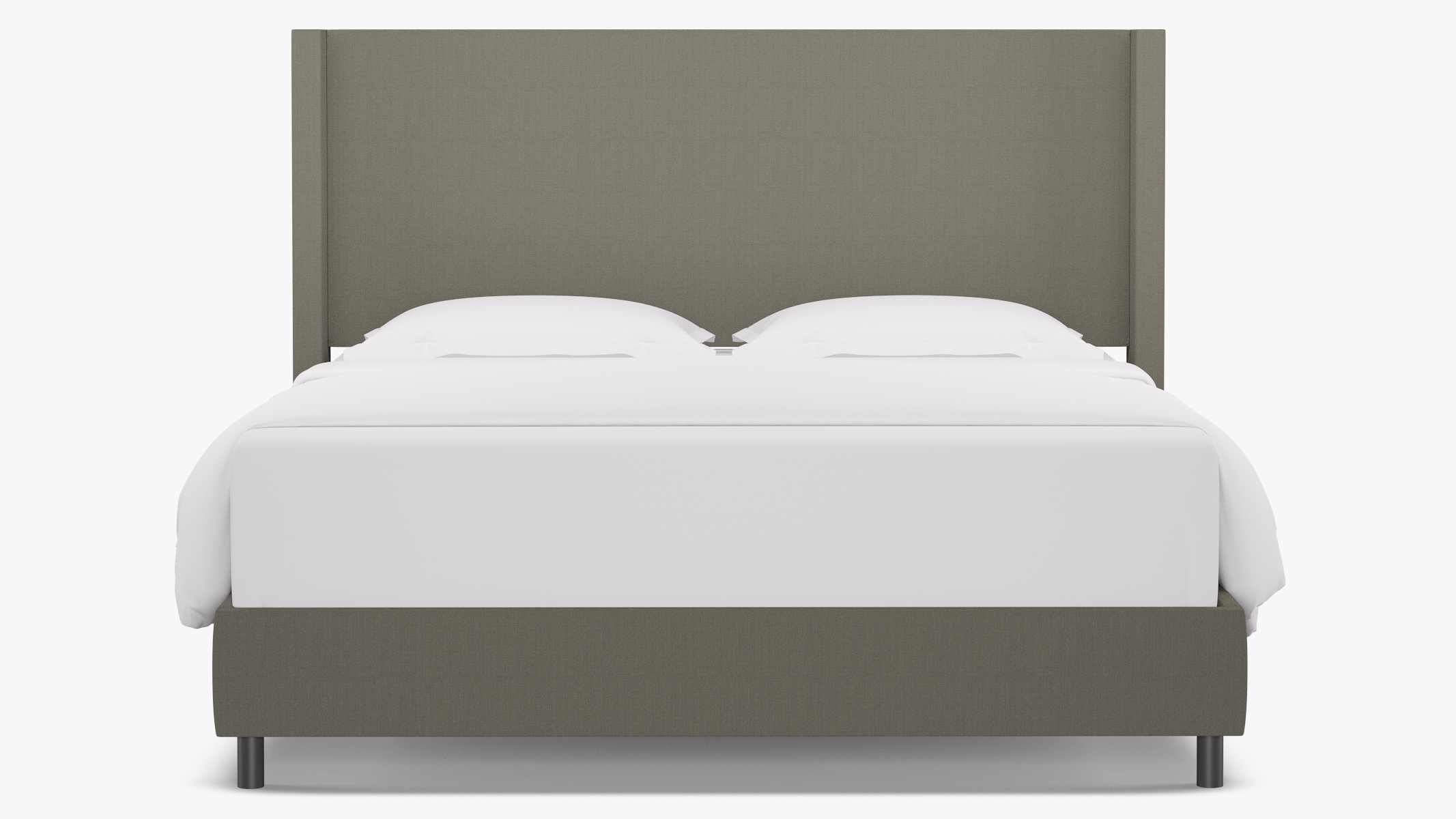 Modern Wingback Bed, Putty Everyday Linen, King - Image 0