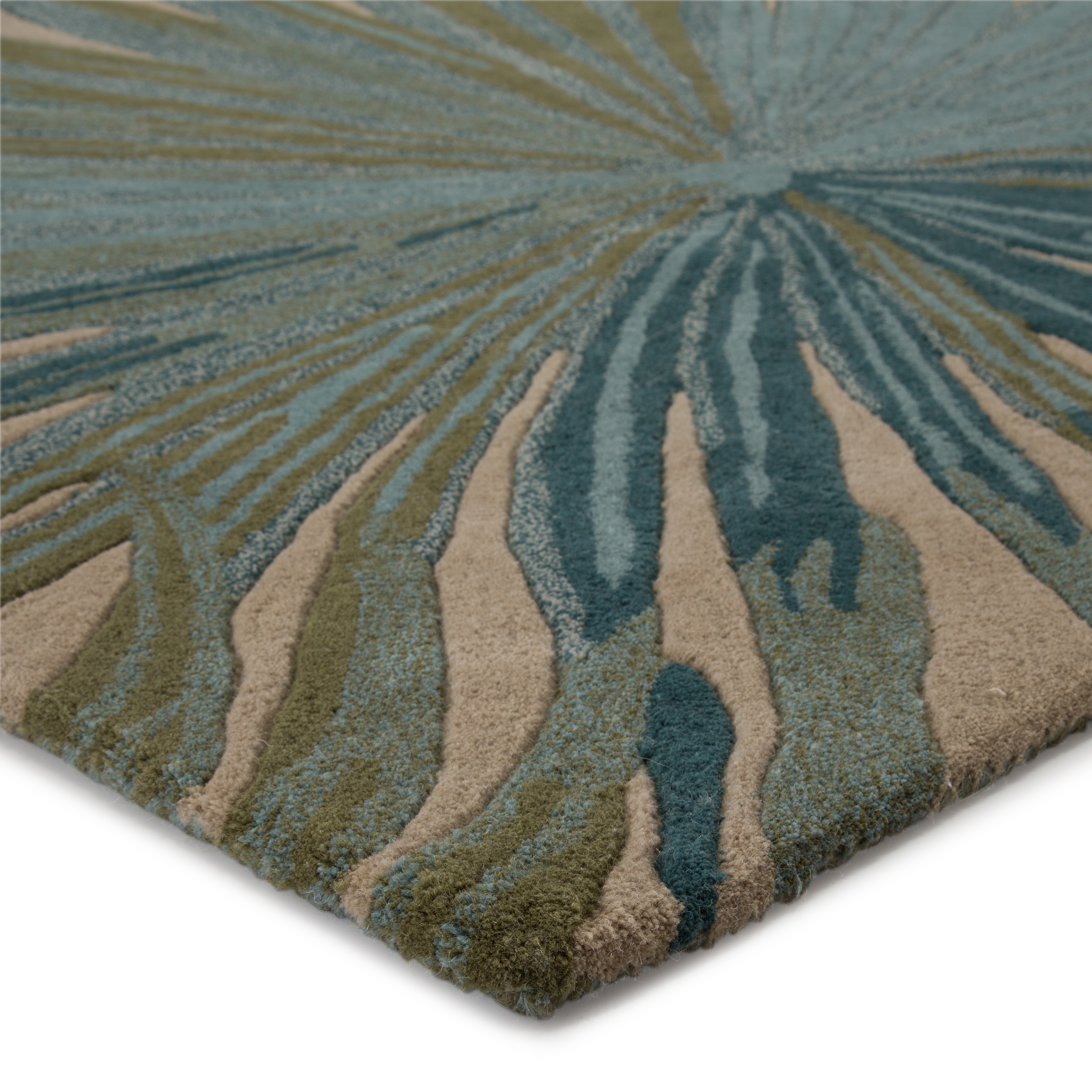 Palmetto Handmade Floral Blue/ Green Area Rug  (9'X12') - Image 1