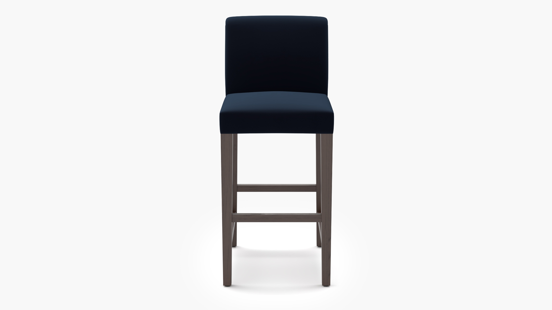 Signature Dining Bar Stool, Navy Performance Velvet, Espresso Square Tapered Leg - Image 0