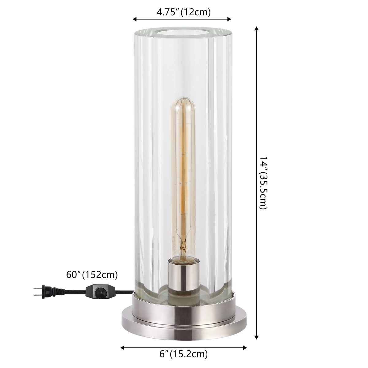 Safavieh Couture Dellanora Tube Table Lamp - Silver/Clear - Image 8