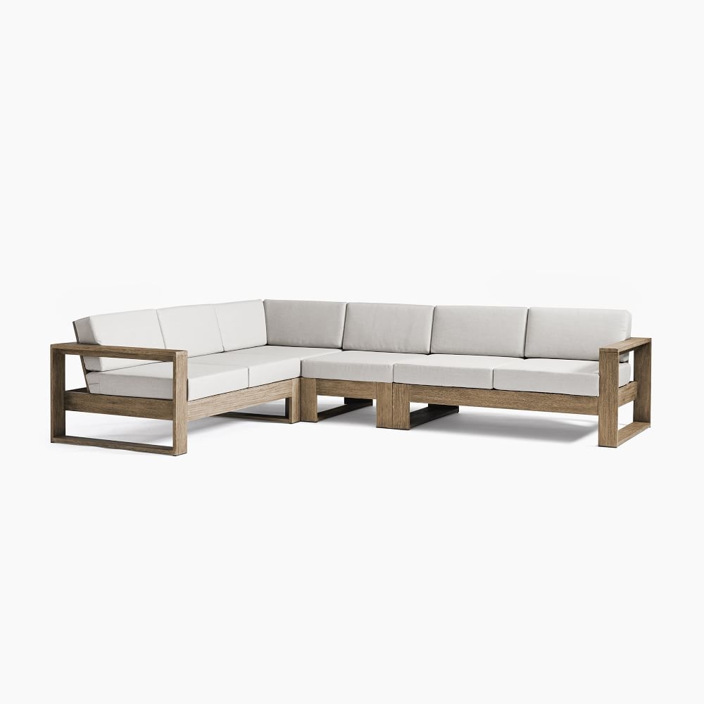 Portside Outdoor 125 in 4-Piece L-Shaped Sectional, Driftwood - Image 2