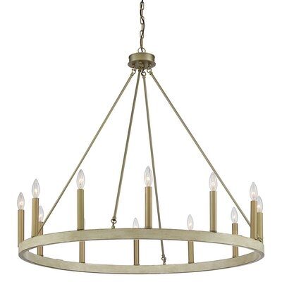 Cade 12 - Light Candle Style Wagon Wheel Chandelier - Image 0