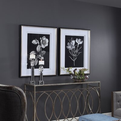 'Black and White Flowers' 2 Piece Framed Graphic Art Set - Image 0