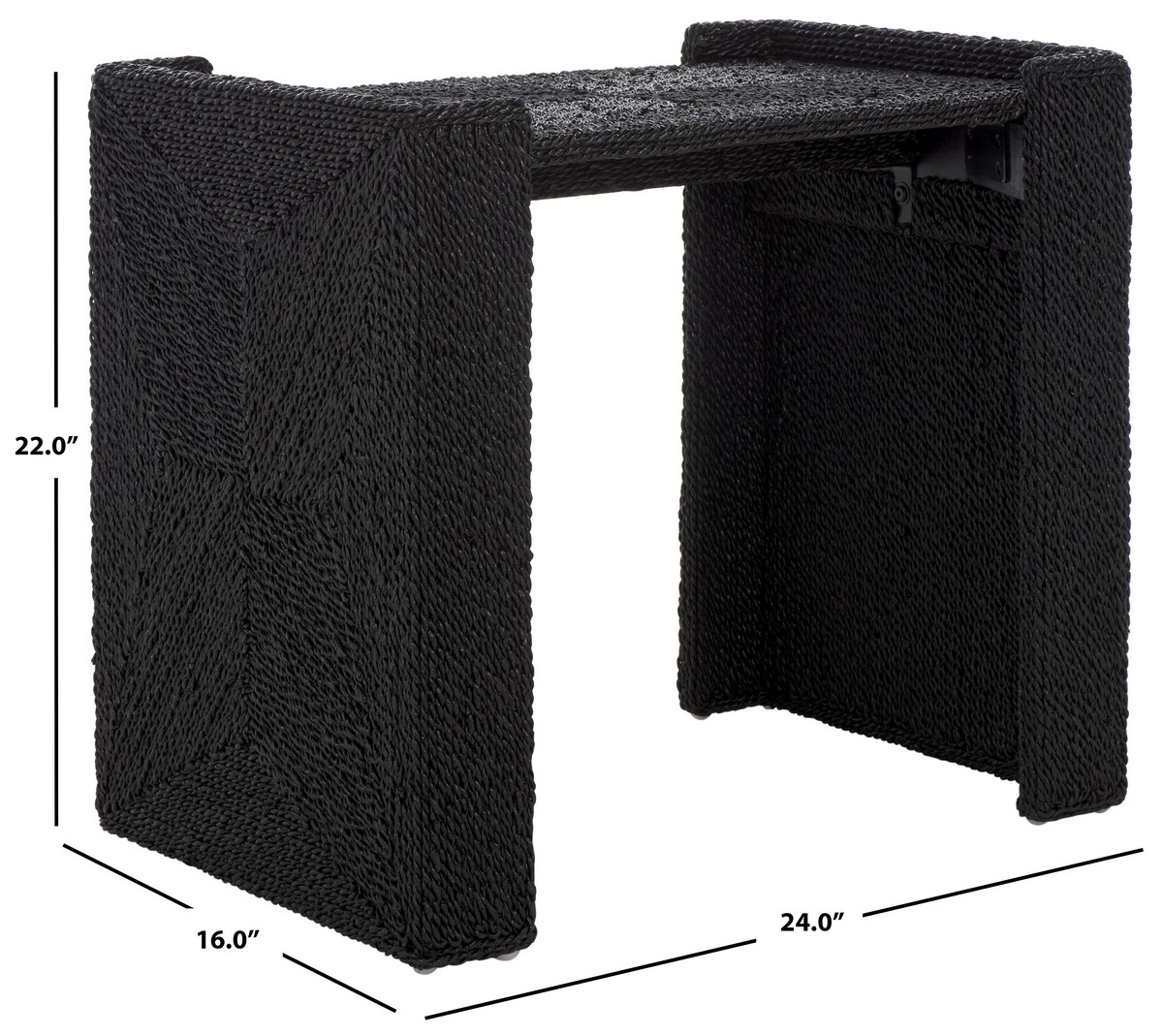 Wynima Sea Grass Accent Table - Black - Safavieh - Image 7