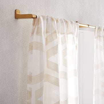 Sheer Clipped Jacquard Geo Curtain, Alabaster, 48"x84" - Image 2