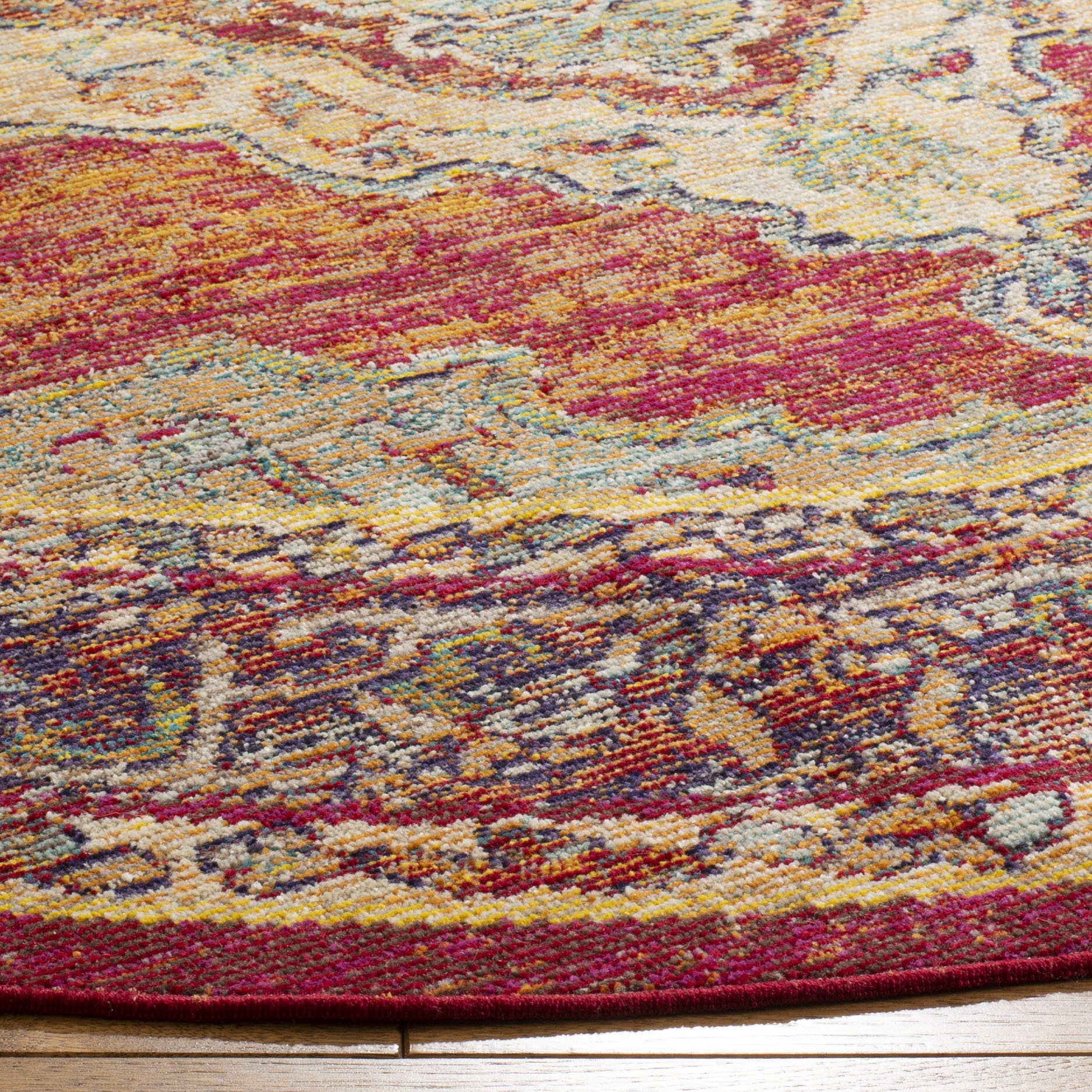 Arlo Home Woven Area Rug, CRS500A, Orange/Light Blue,  7' X 7' Round - Image 2