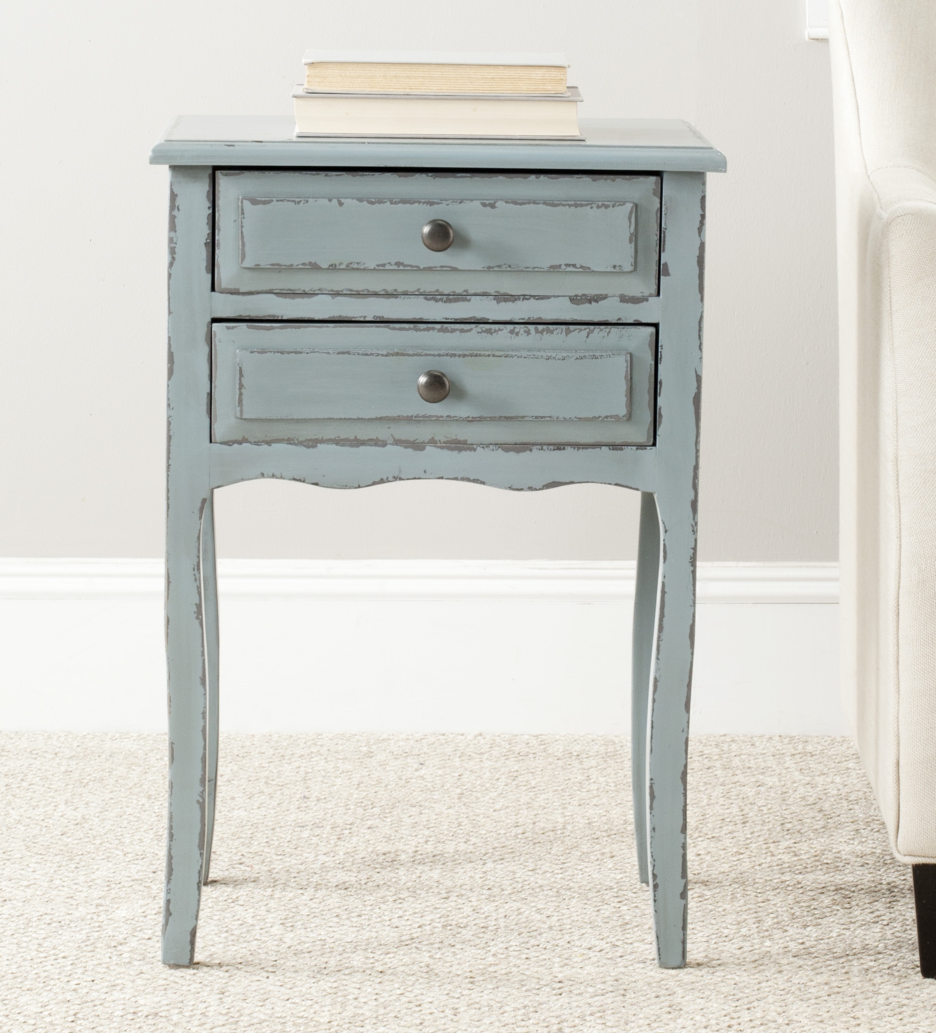 Lori End Table With Storage Drawers - Slate Green - Safavieh - Image 3