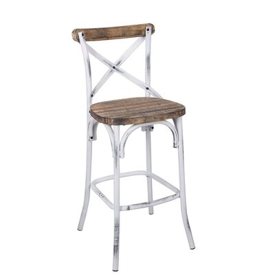 Bar Chair (1Pc) In Antique White & Antique Oak - Image 0