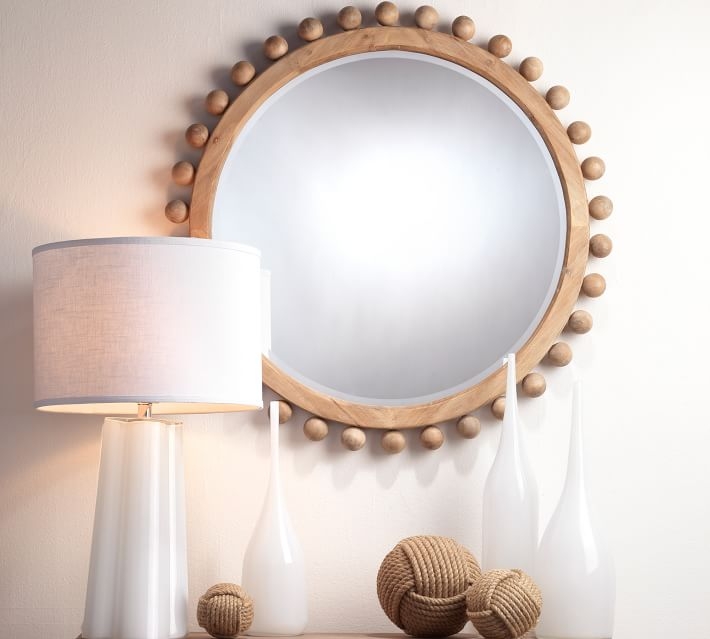 Encinitas Wooden Wall Mirror, 36", Round - Image 1