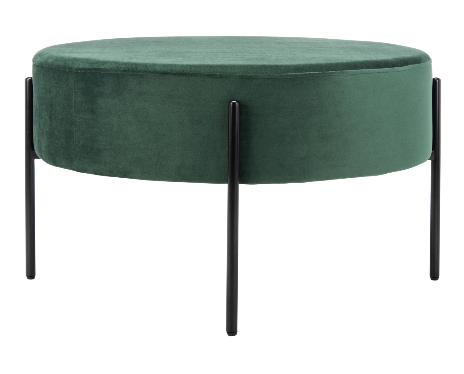Lisbon Round Cocktail Ottoman - Malachite Green / Black - Safavieh - Image 5