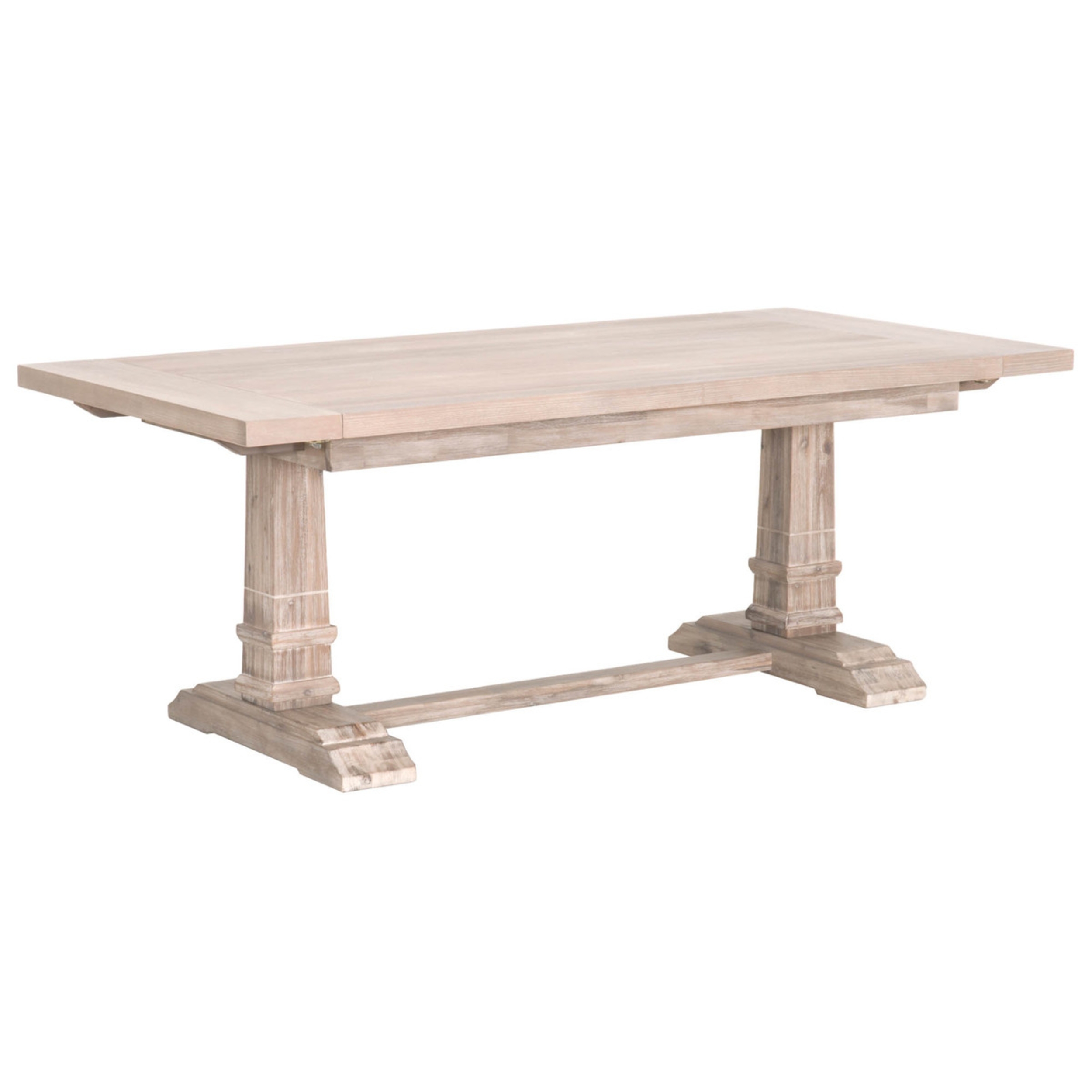 Julian French Country Brown Wood Trestle Dining Table - Extendable - Image 1