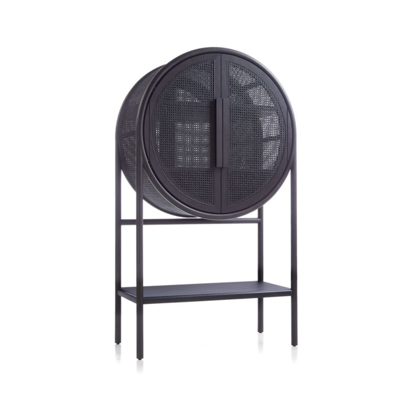 West Charcoal Cane Bar Cabinet - Image 2