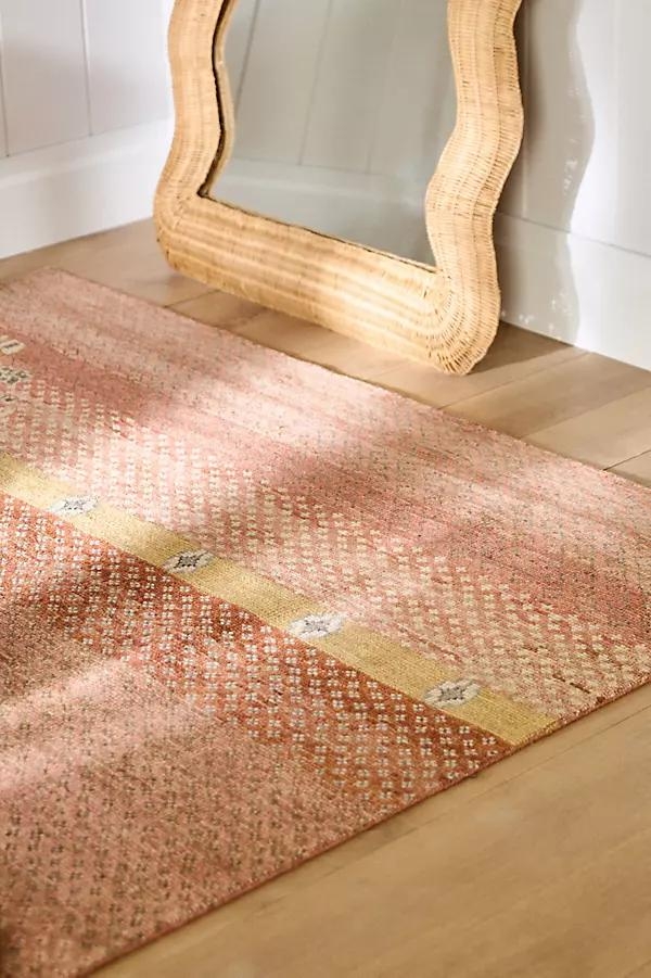 Hand-Knotted Abstract Stripe Wool Rug - Image 0