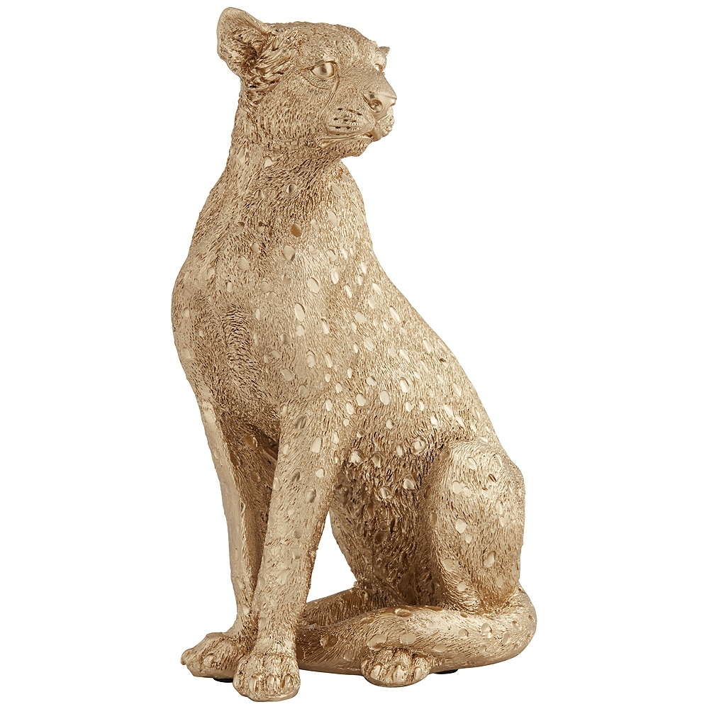 Cheetah 10 1/2" High Shiny Gold Figurine - Style # 82F39 - Image 0