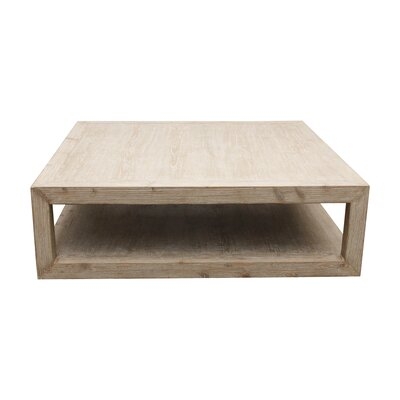Lily's Living Versatile Peking Grand Framed Square Coffee Table With Weathered White Wash, 50 Inch Long - Image 0