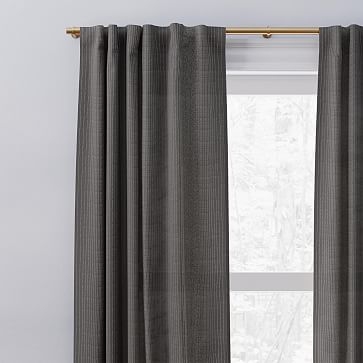 Belgian Linen Graduated Stripe Curtain, Pewter + Stone White, 48"x108" - Image 3