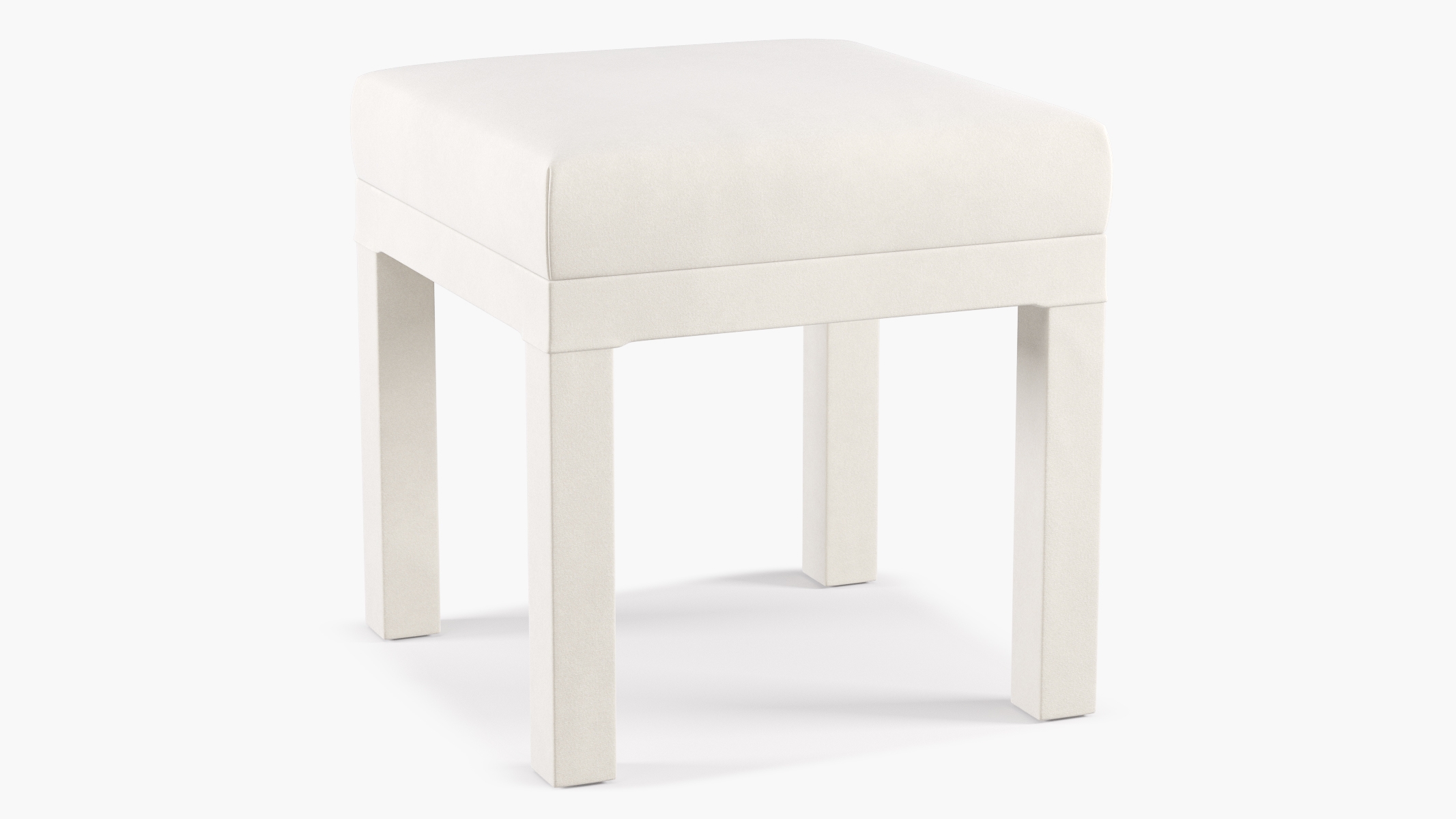 Parsons Ottoman, White Classic Velvet - Image 1