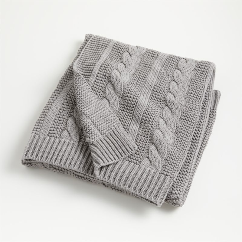 Chunky Knit Grey Blanket - Image 1