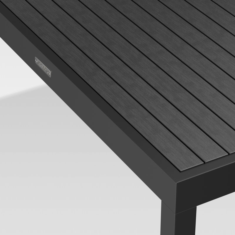 Alfresco 103" Black Outdoor Dining Table Set with with Silver Sunbrella ® Cushions - Image 1