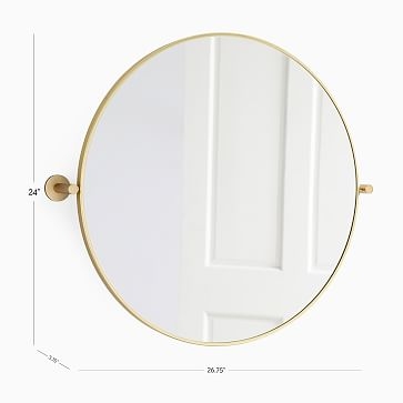 Metal Frame Pivot Mirror, Round, Antique Brass - Image 3
