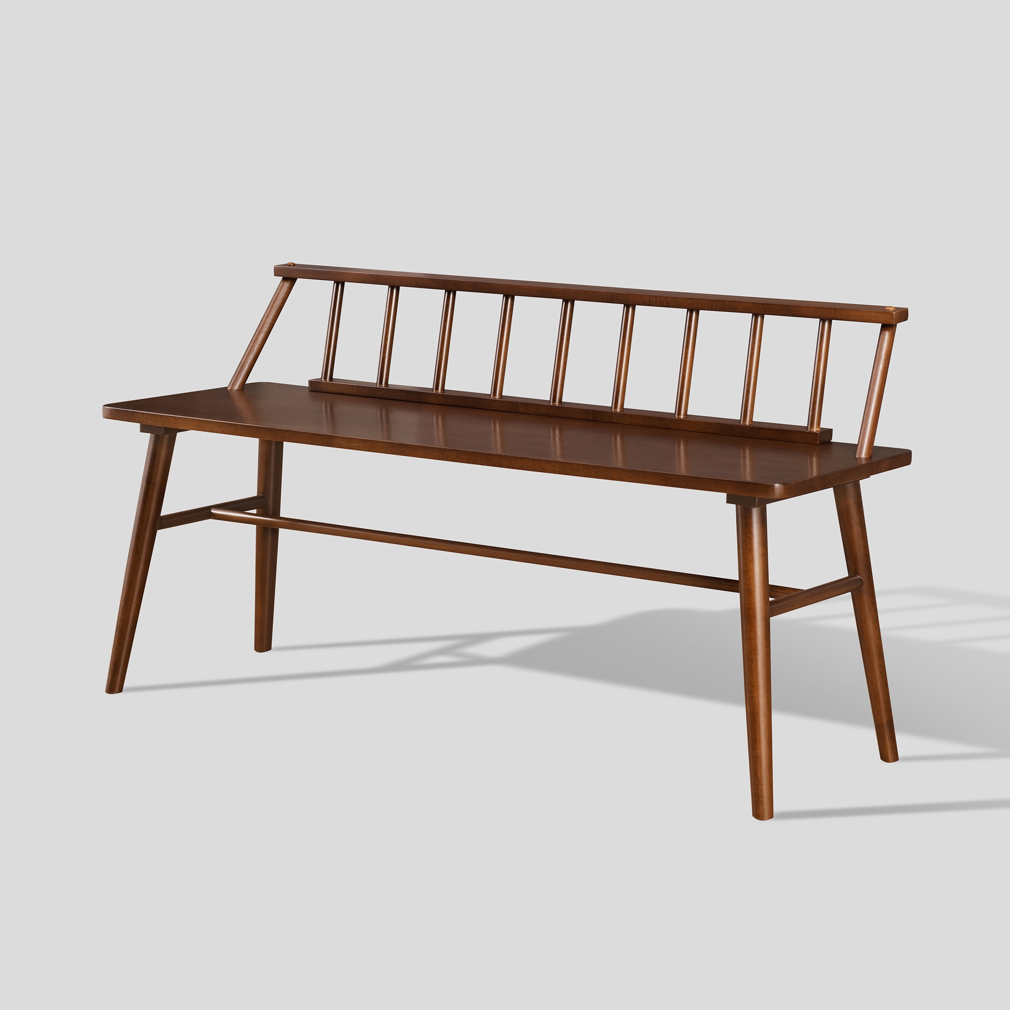 47" Low Back Spindle Bench - Walnut - Image 2