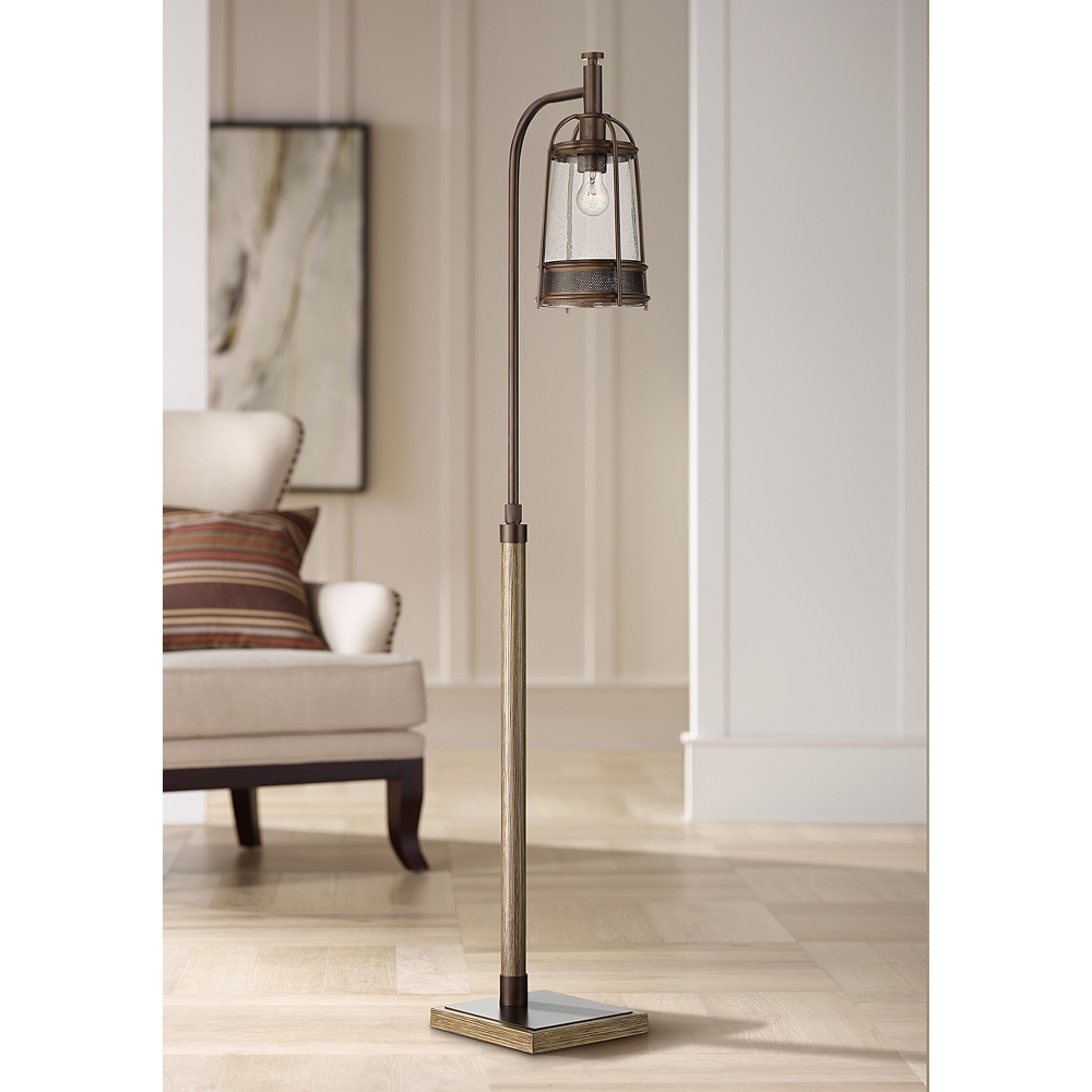 Hugh Bronze and Wood Downbridge Floor Lamp - Style # 79X91 - Image 0