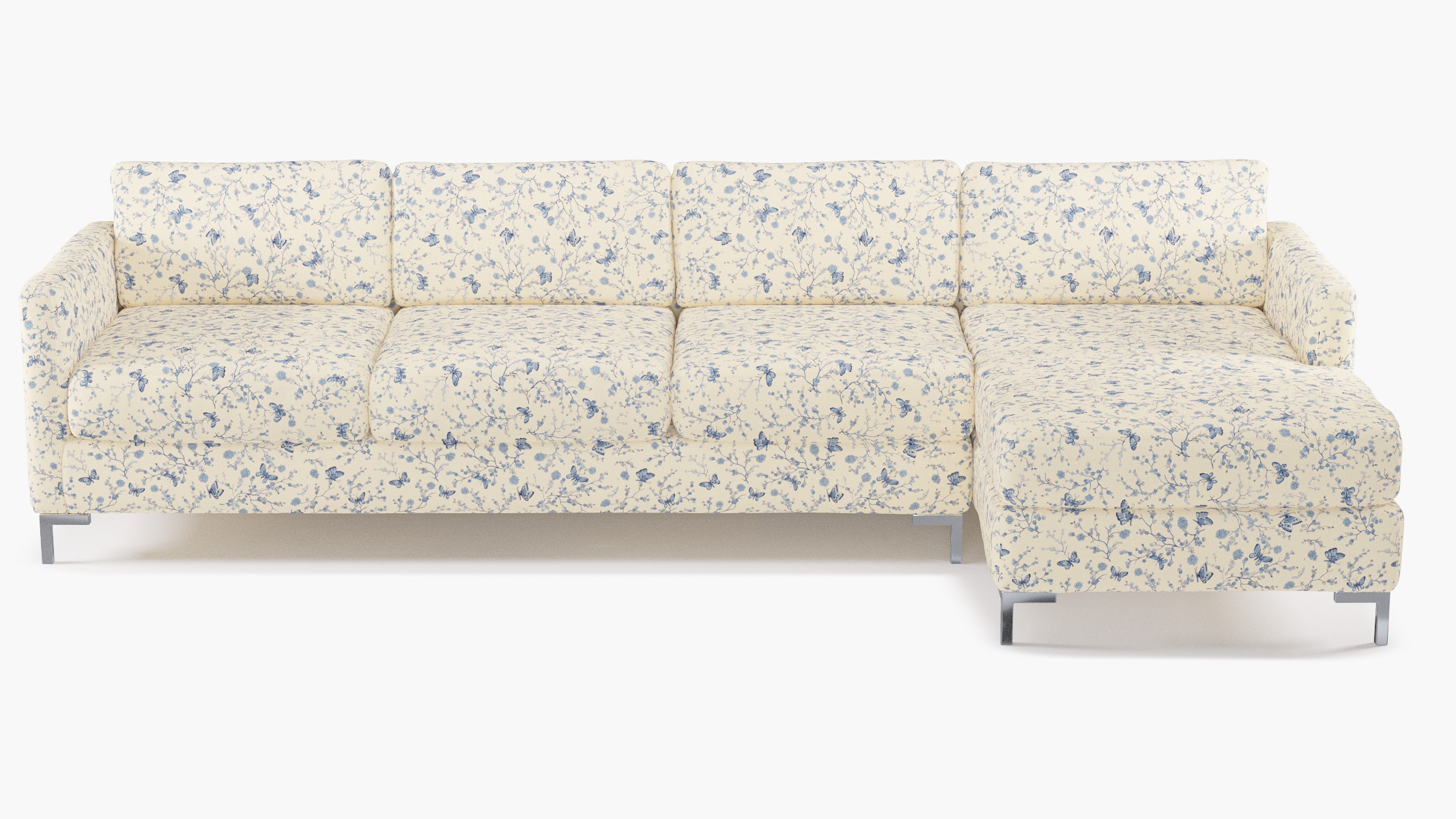 Modern Sectional, Right Facing, Delft Mariposa, Chrome L Leg - Image 0