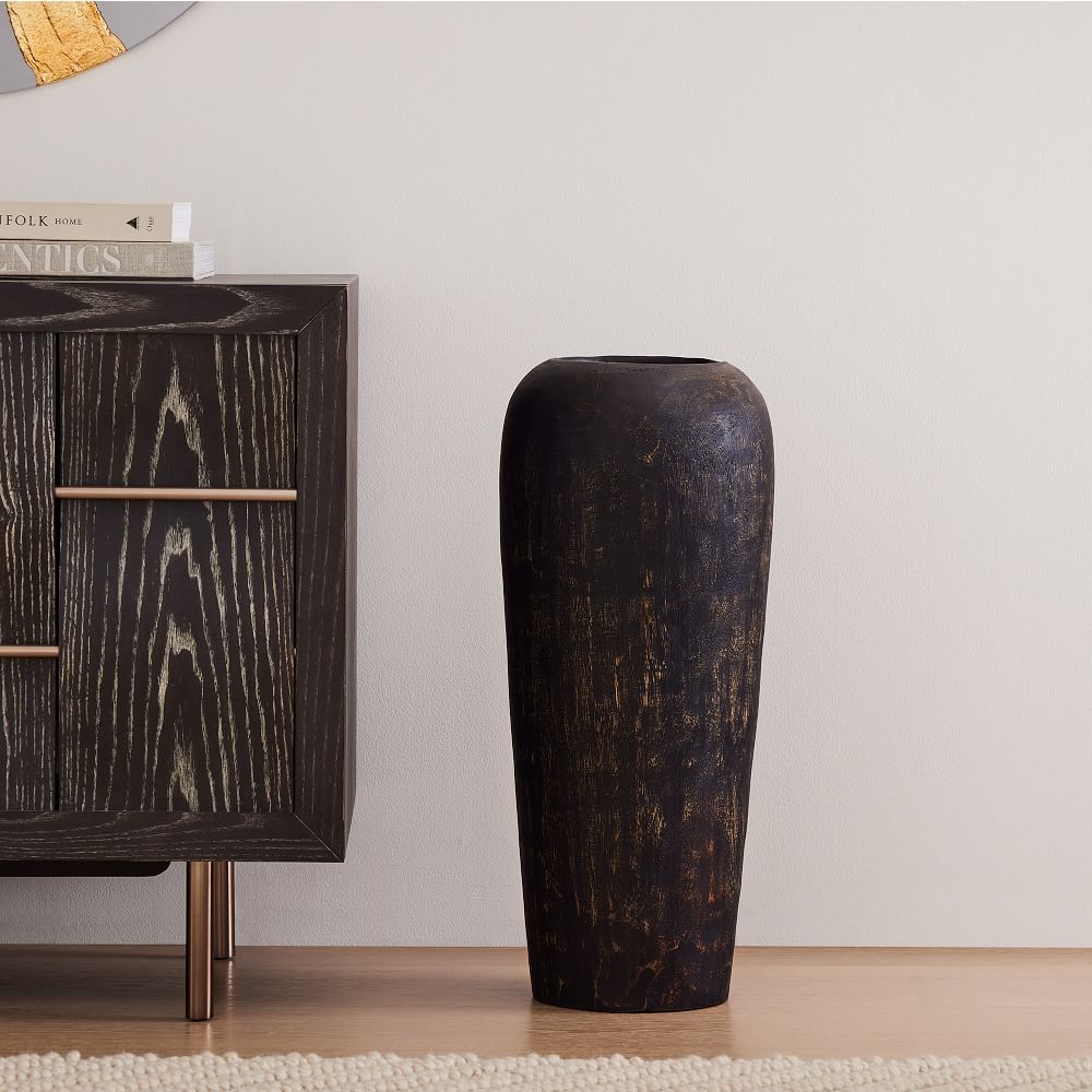 Morgan Wood Floor Vases, Floor Vase, Black, Munggur Wood, 24 Inches - Image 0