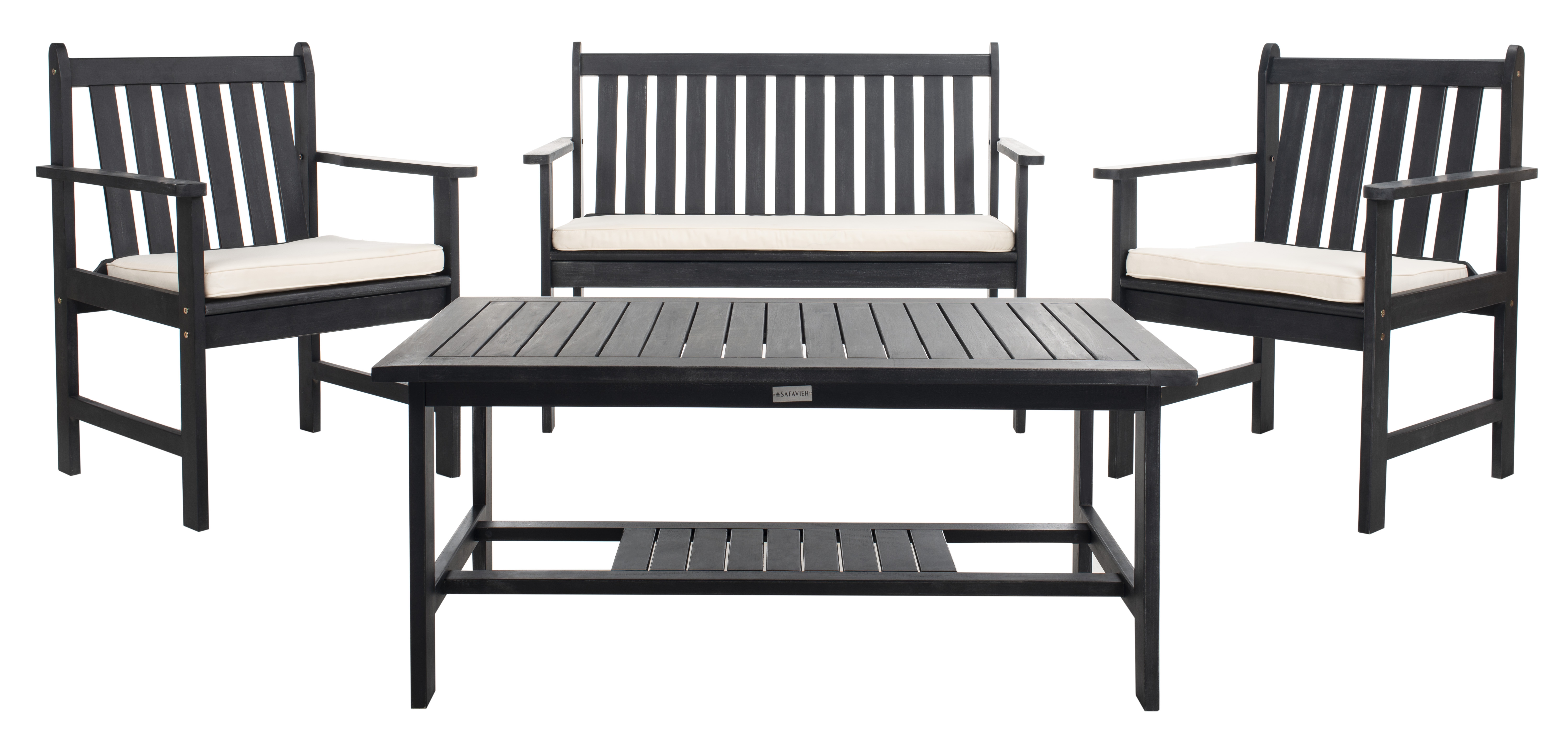 Burbank 4 Piece Outdoor Set - Black/White - Safavieh - Image 0