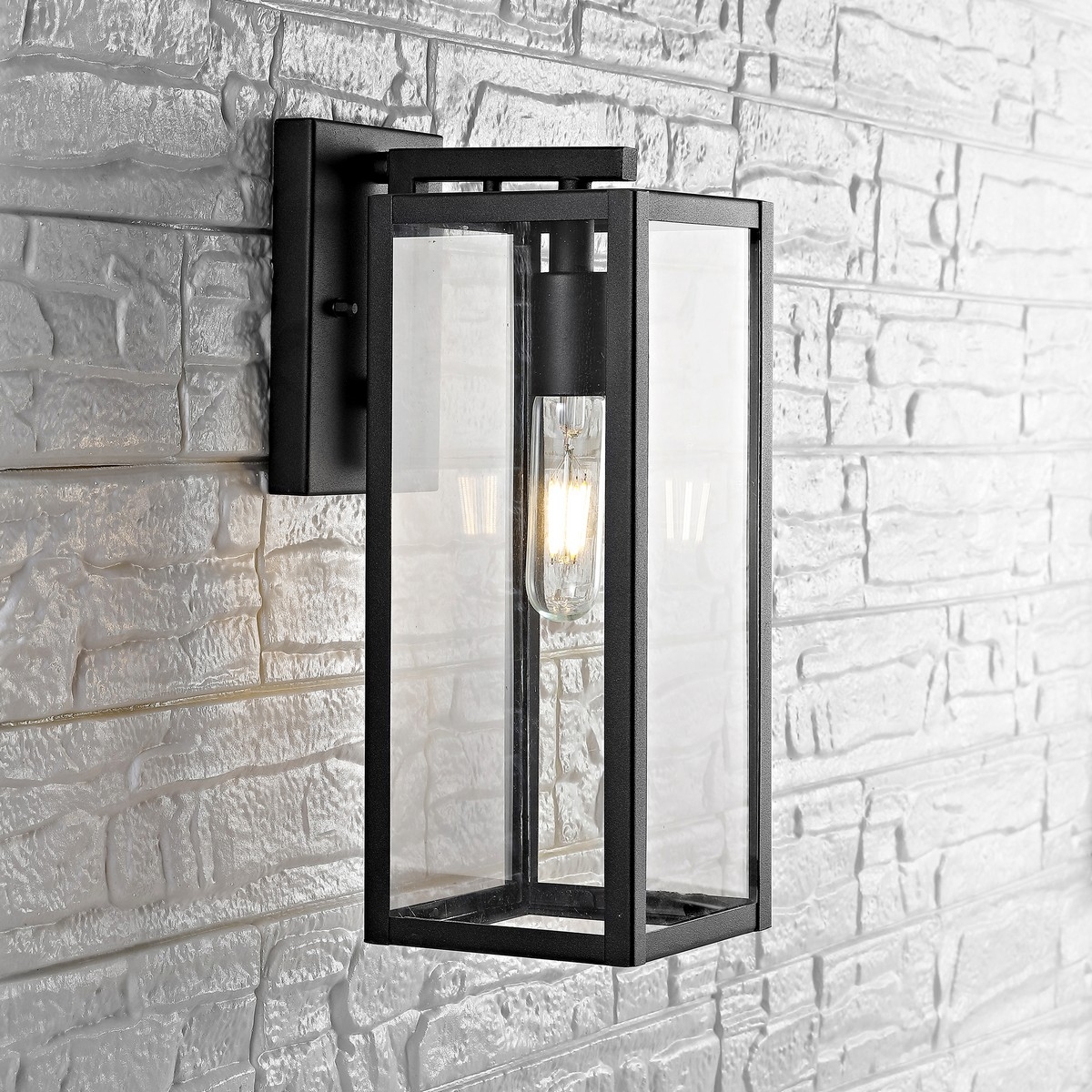 Norsan Outdoor Wall Lantern - Clear/Black - Image 2