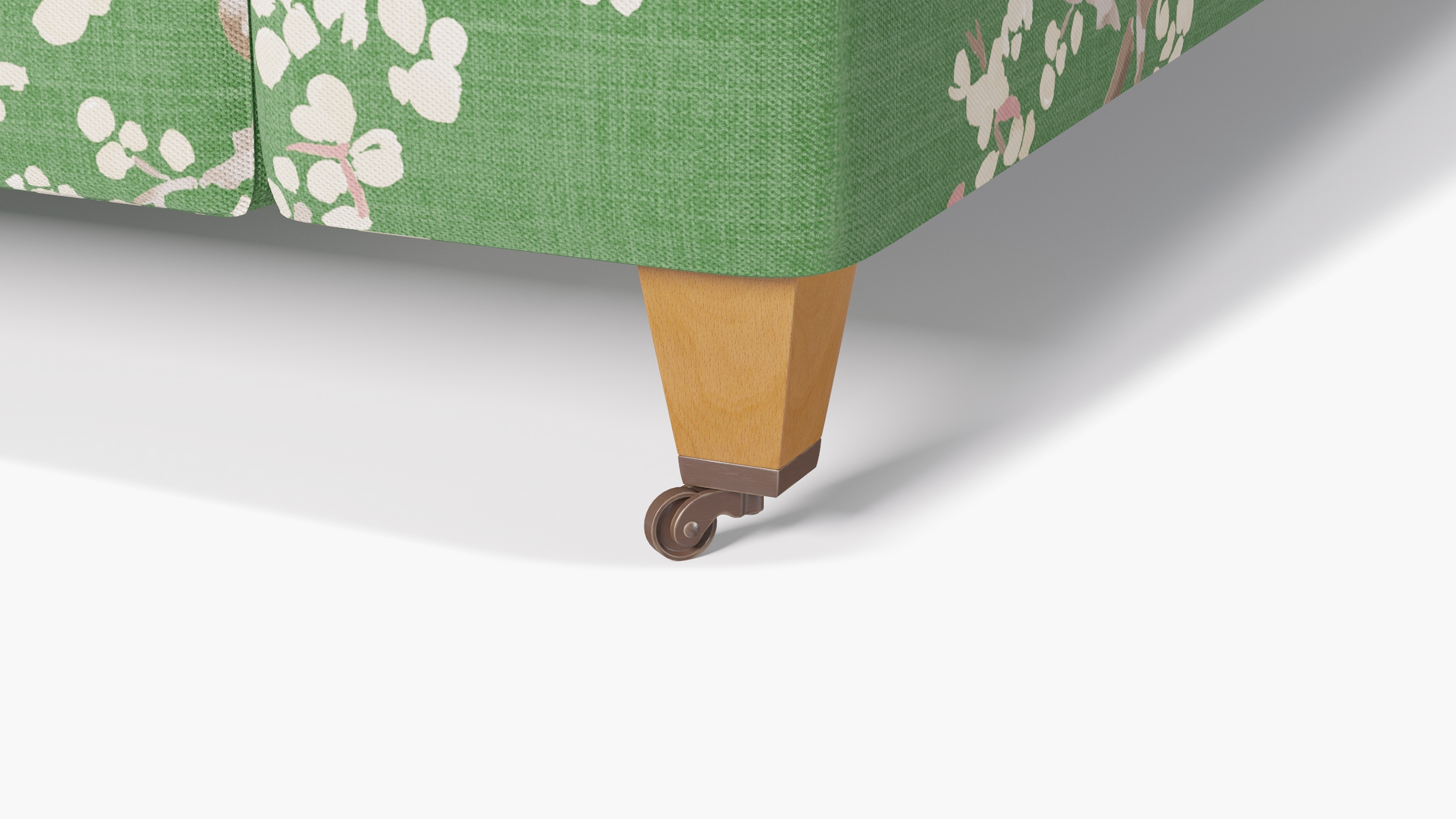 Classic Sofa, Jade Cherry Blossom, Natural with Antique Brass Caster - Image 6