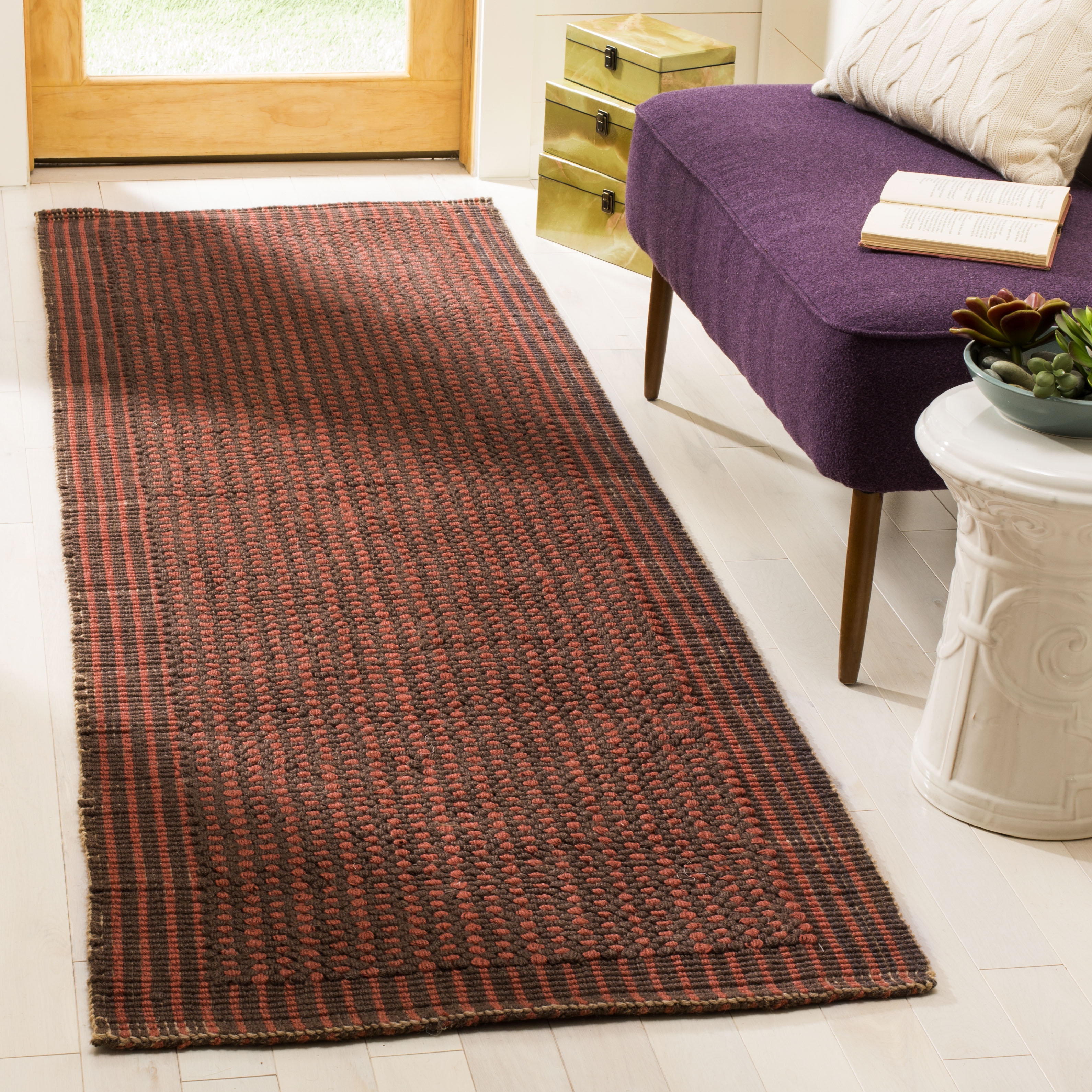 Arlo Home Hand Woven Area Rug, NF451A, Brown/Rust,  2' 6" X 8' - Image 1