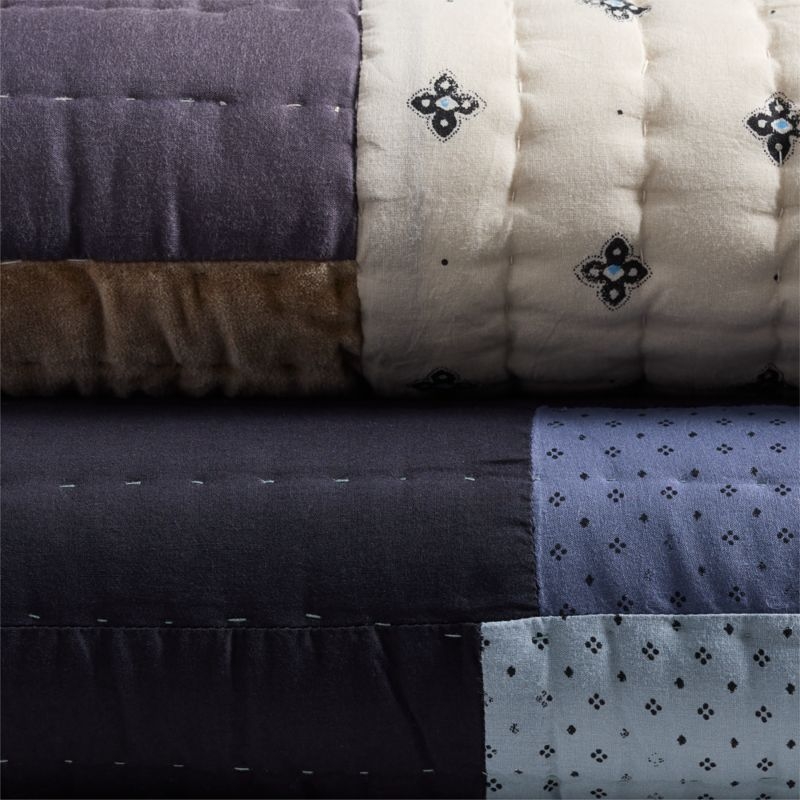 Gee's Bend Organic Cotton Midnight Navy Checkerboard Quilted Standard Bed Pillow Sham - Image 4
