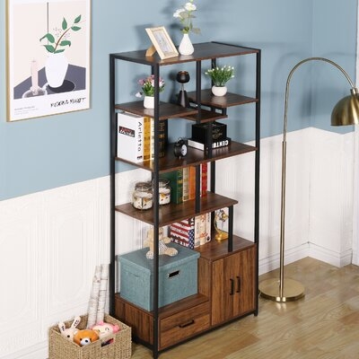 Phil 68.89" H x 31.49" W Metal Etagere Bookcase - Image 0