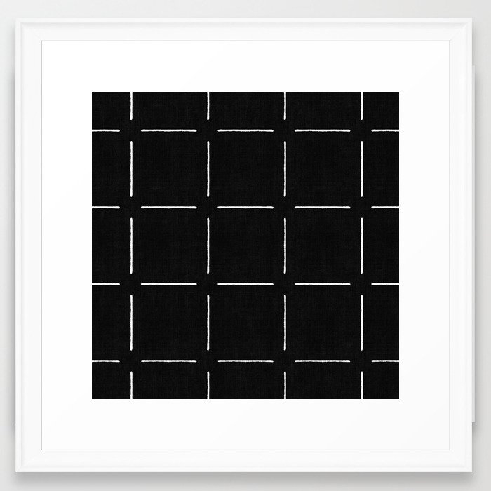 Block Print Simple Squares Framed Art Print by Becky Bailey - Scoop White - MEDIUM (Gallery)-22x22 - Image 0