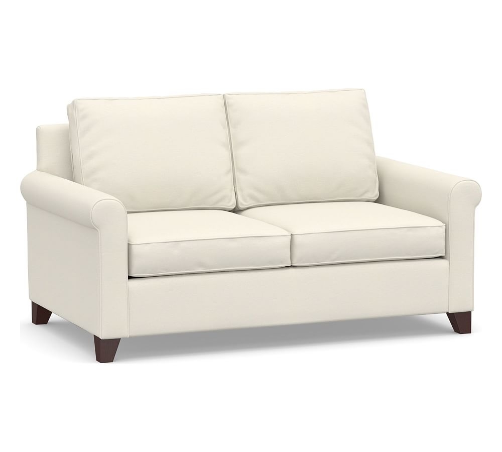 Cameron Roll Arm Upholstered Deep Seat 70" Loveseat, Polyester Wrapped Cushions, Textured Twill Ivory - Image 0