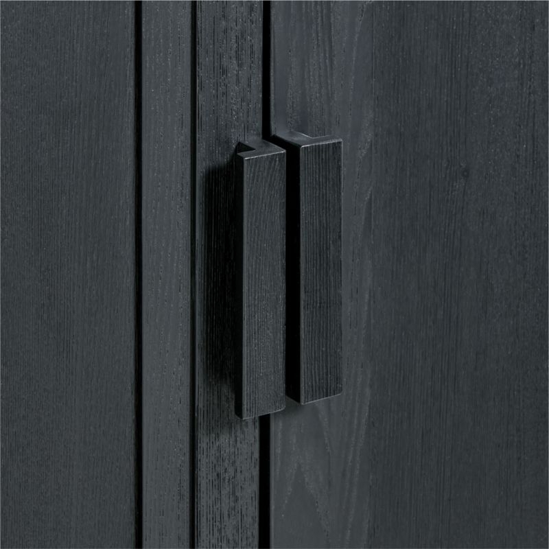 Calypso 36" Black Wood Storage Cabinet with Glass and Wood Doors - Image 4